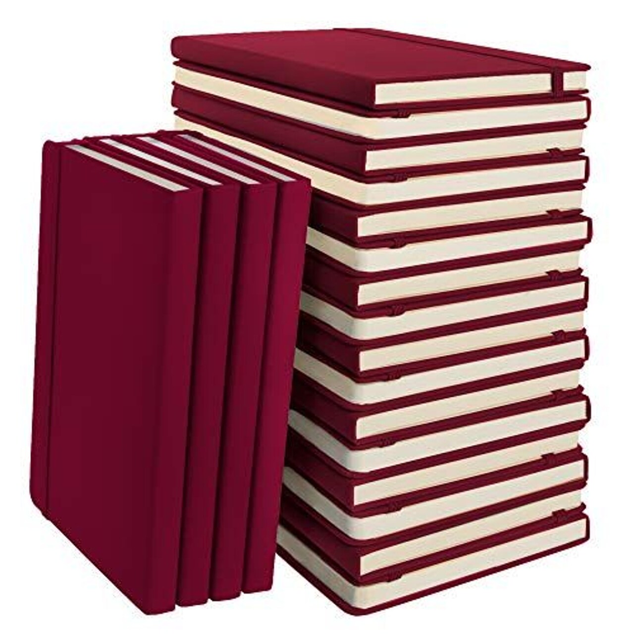 Simply Genius 20 Pack Bulk A5 Dotted Hardcover Notebooks, 192 pages, 5.7" x 8.4", Writing Journal for Work, Travel, Business, School & More, Grid Notebook for Men & Women - Wine